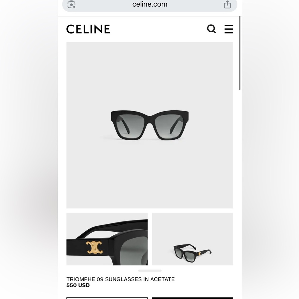 Celine Black and Gold Triomphe Sunglasses